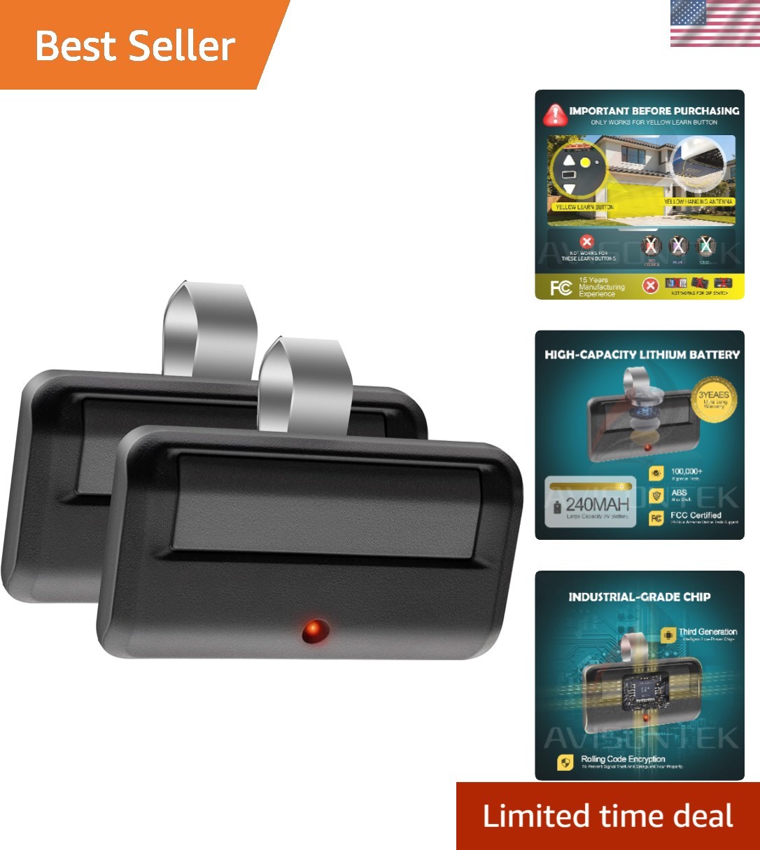 2-Pack Universal 891LM LiftMaster Garage Door Remote Replacement | Easy Install