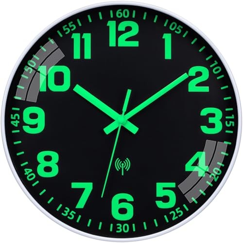 Atomic Clock with Glow in the Dark - Analog Sets Automatically Battery
