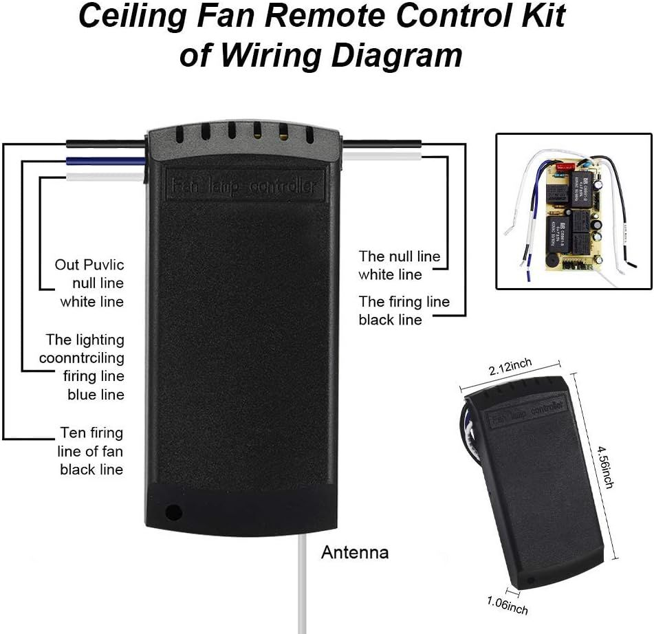 QIACHIP Universal Ceiling Fan and Lights Wireless Remote black white