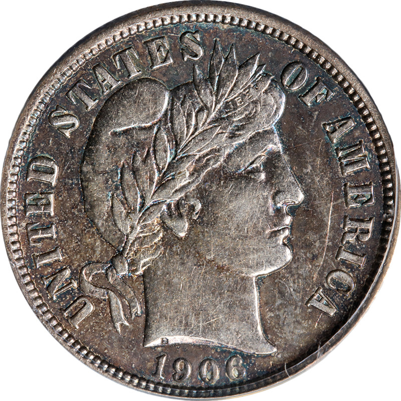 1906-D Barber Dime ANACS AU58 Details Decent Eye Appeal