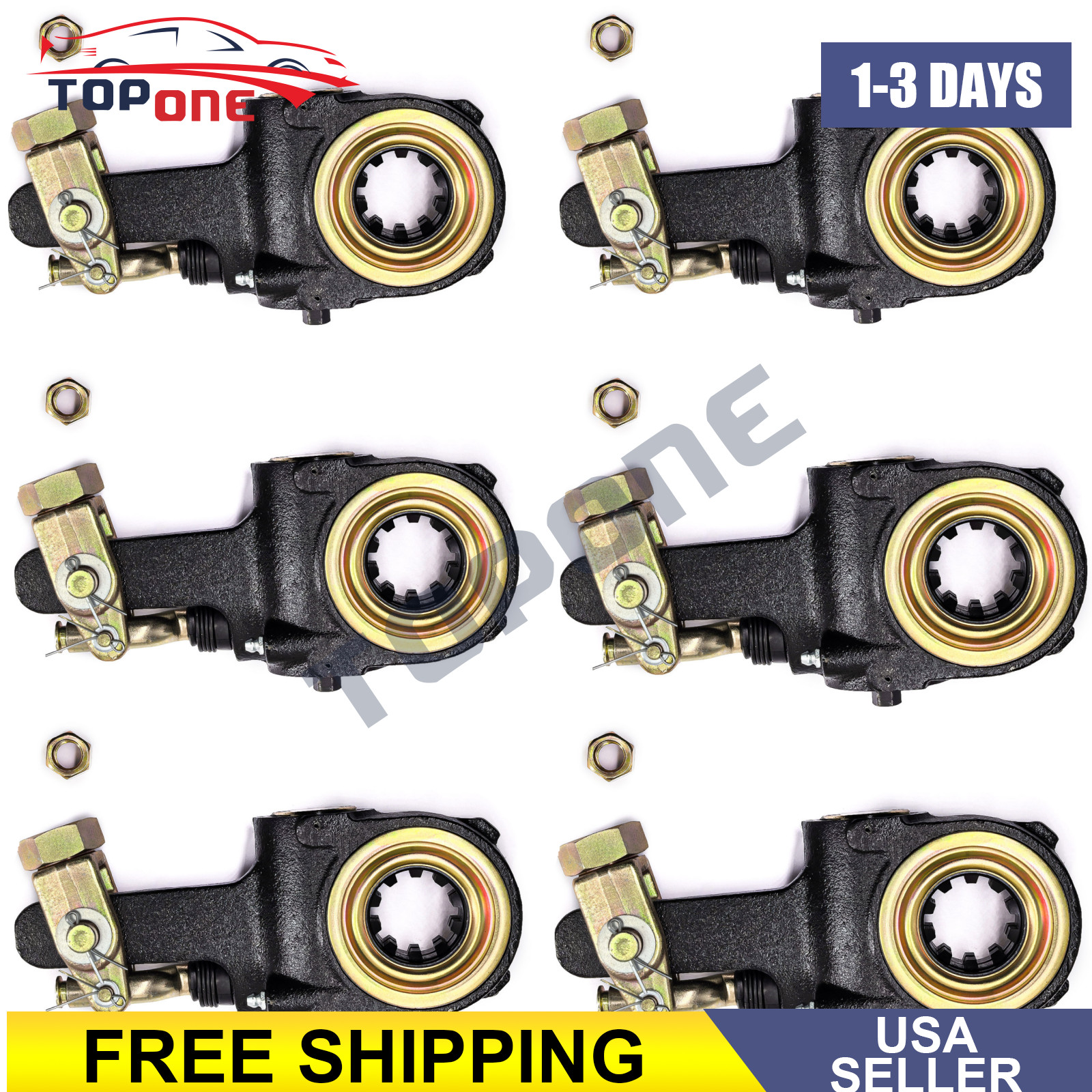 6PCS 10 Spline 5.5" Auto Slack Adjuster W/ Collar Lock Clevis For Meritor AS1132