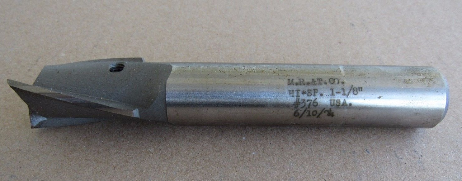 M.R.&T. CO. - 3 FLUTE - END MILL, HI SF, 1-1/8", #376, OAL 6.25