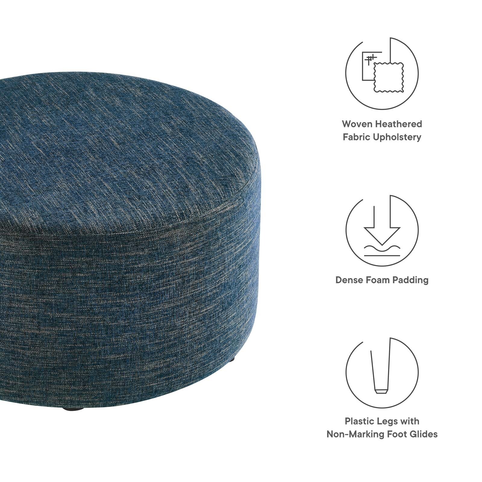 Modway Large 29" Round Woven Heathered Fabric Upholstered Ottoman