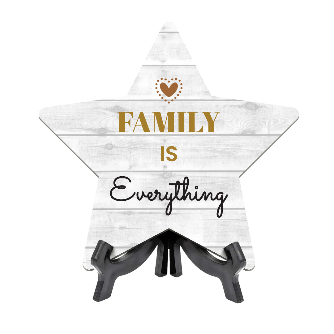 Signs ByLITA Family is Everything, Wood Color Star Table Sign [6 x 5"]