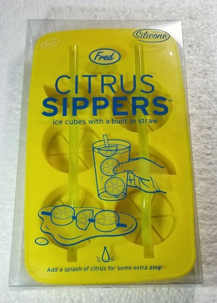Citrus Sippers Ice Cubes with a Built In Straw Tropical Drink FUN Silicone