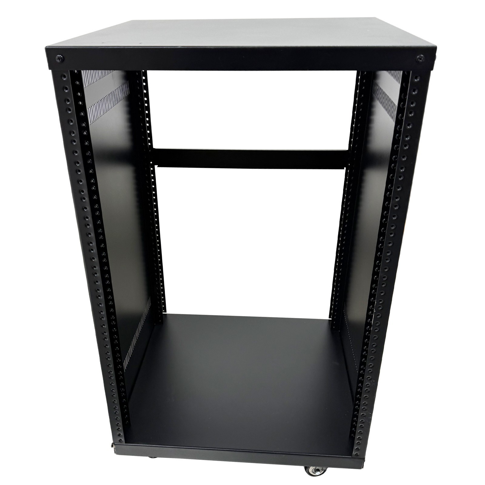 12 Space Studio Rack Case with 4" Caster Wheels 12U Open-Frame Server Rack