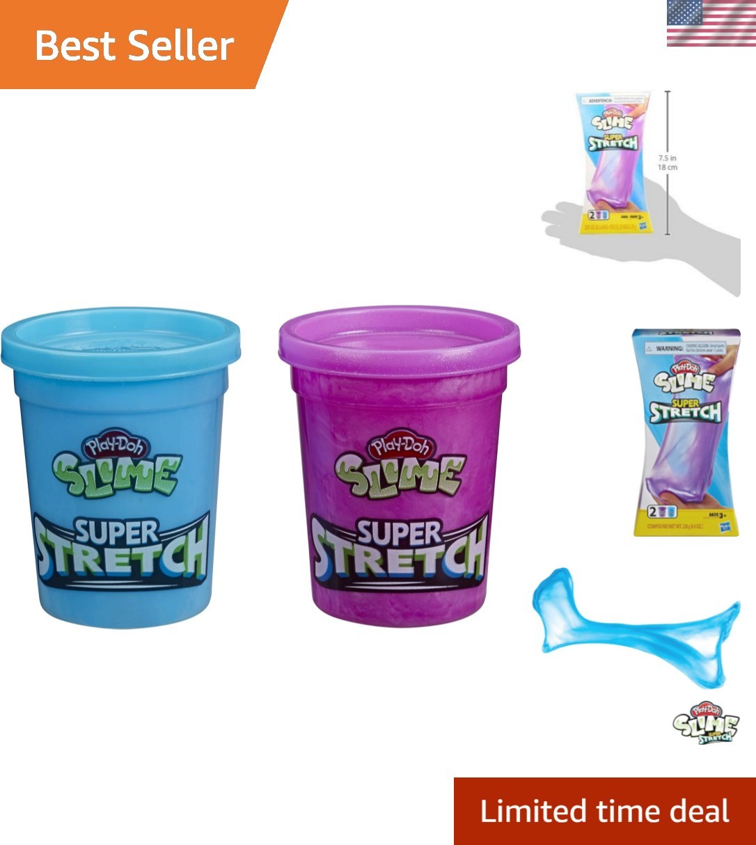 Sensory Fun with Play-Doh Super Stretch Slime 2-Pack - Ideal Birthday Gift