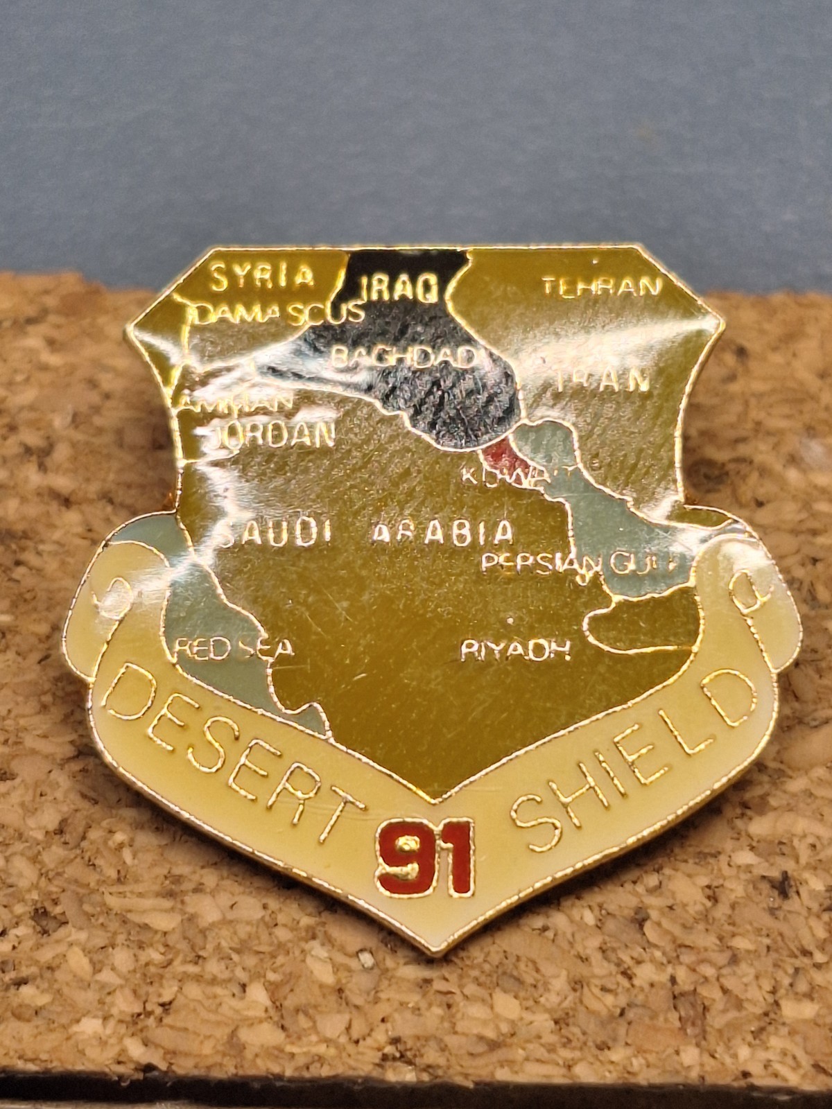 Vintage US Army Desert Shield 1991 Map Veteran Pin Lapel