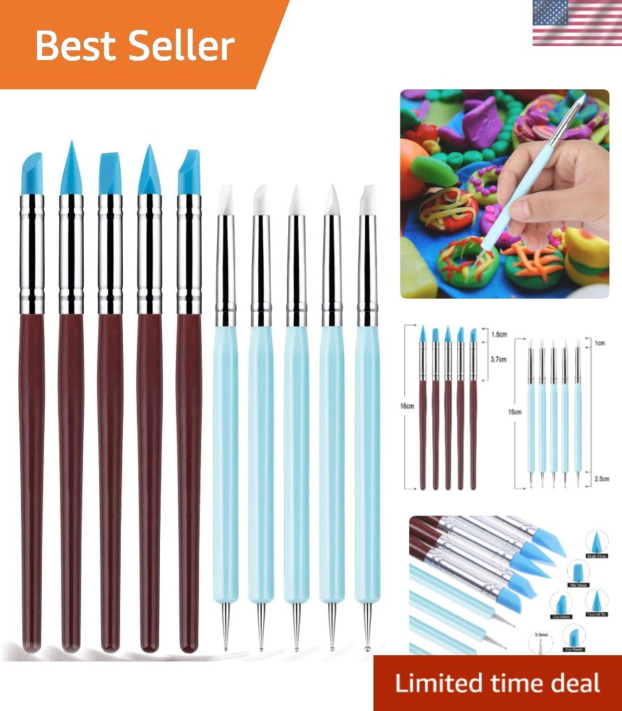 10-Piece Silicone Sculpting Tool Set for Clay and Pottery Projects