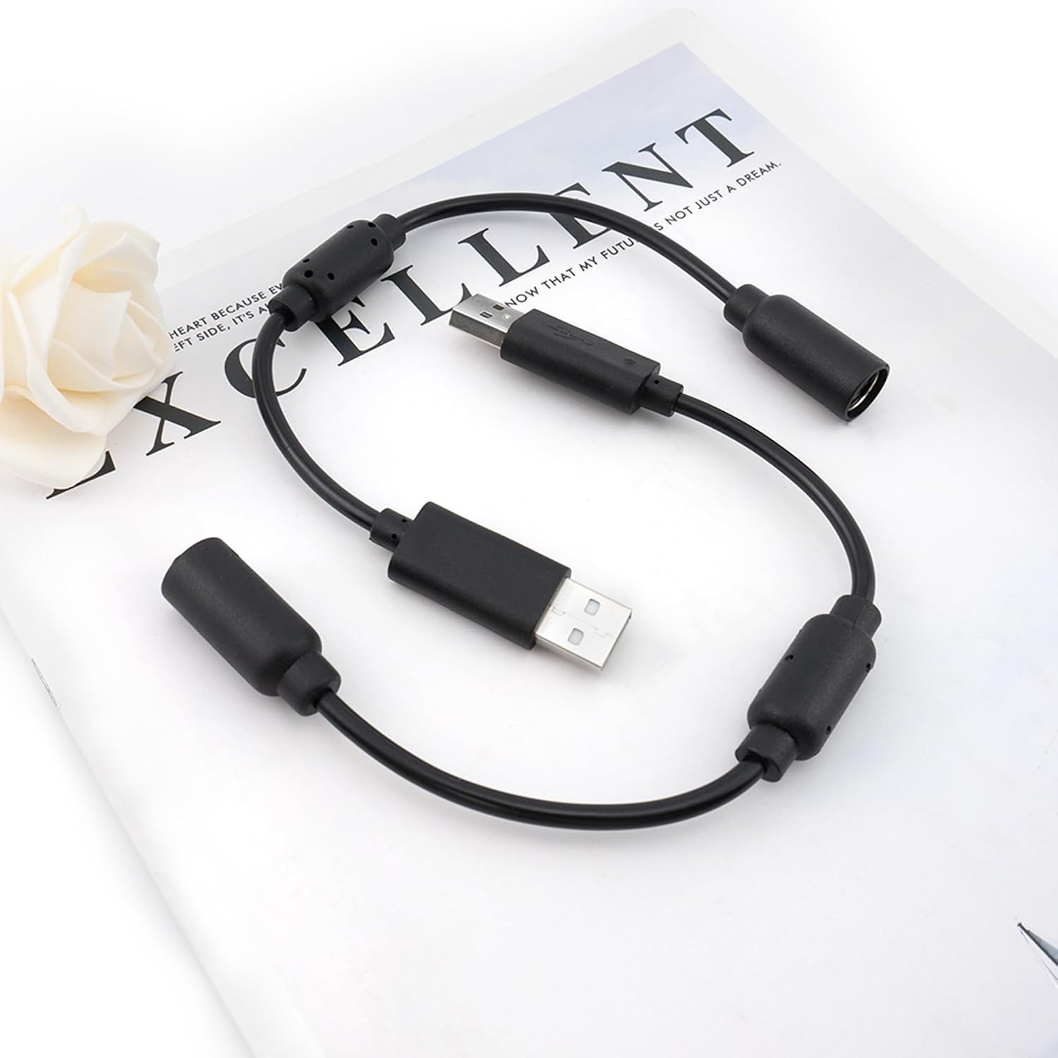 2x USB Breakaway Dongle Cable Cord Adapter For Xbox 360 PC Wired Controller US