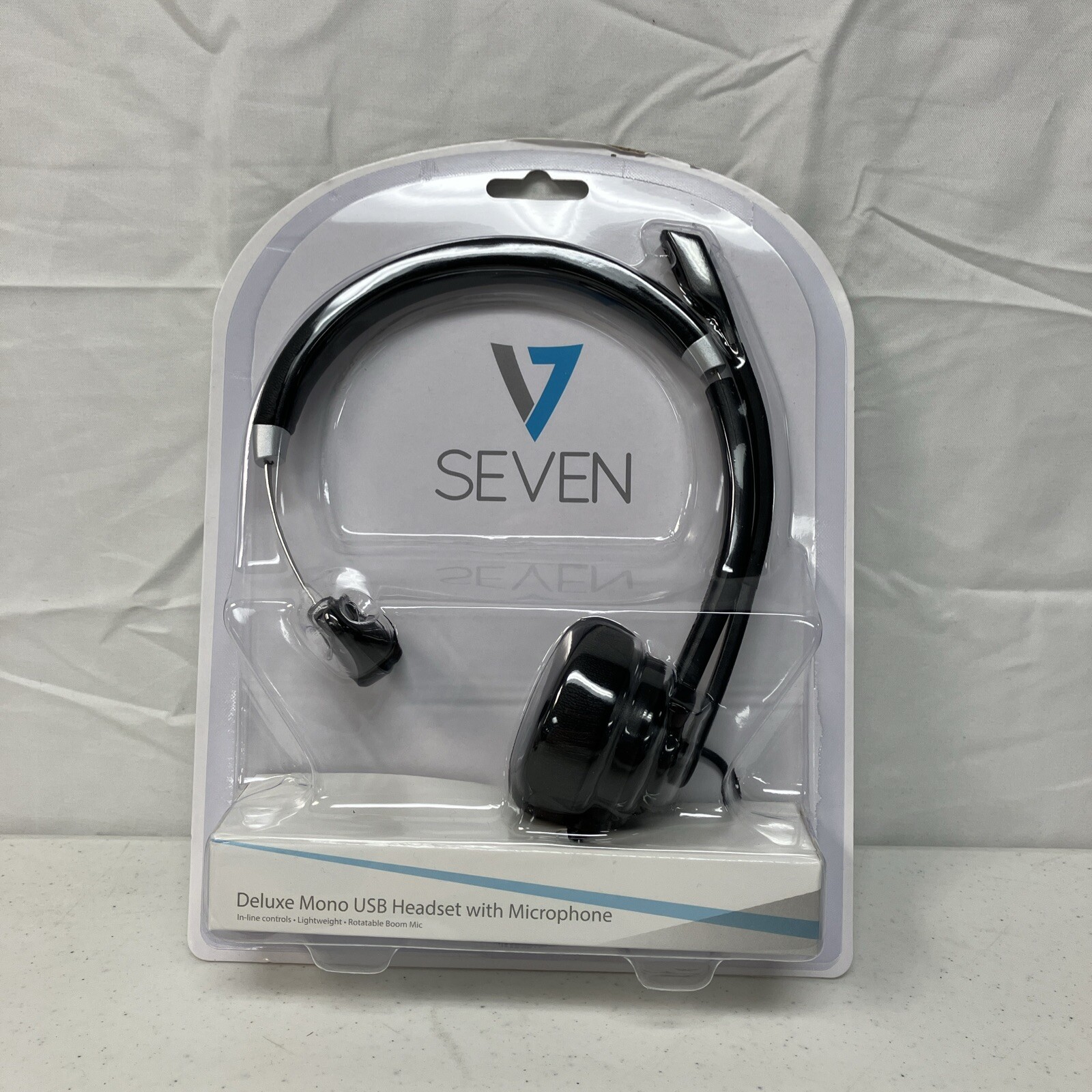 New SEALED V7 Headset with Boom Microphone, Noise Cancellation USB Plug-and-Play