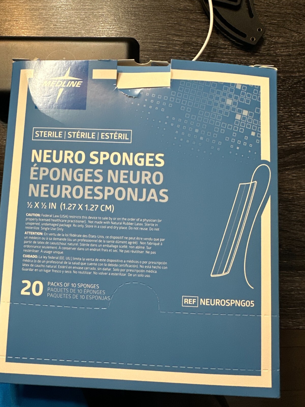 Medline Neuro Sponges 1/2 inch X 1/2 inch Ref: NEUROSPNG05
