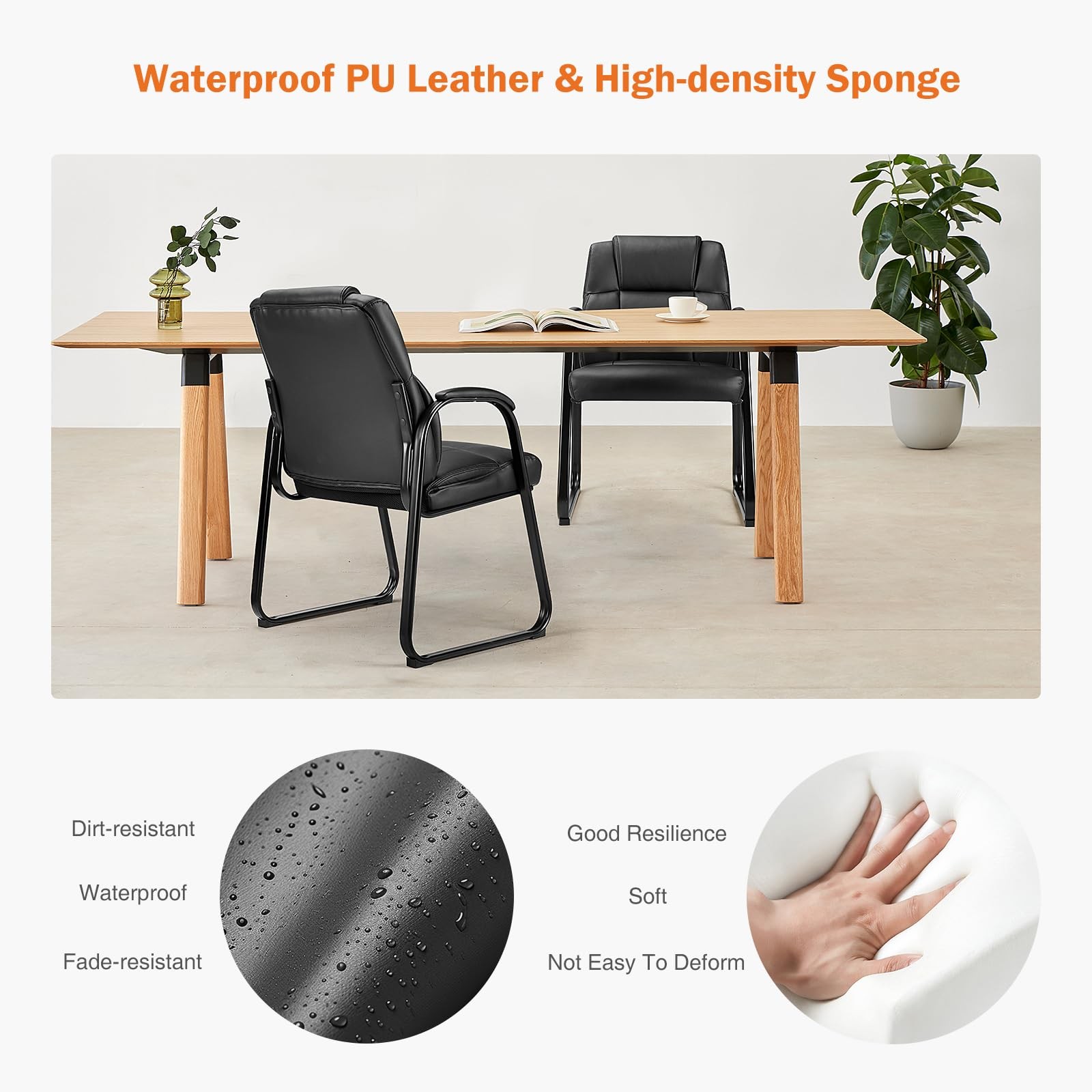 Waiting Room Guest Chair Set of 2, Stationary Office Reception Chairs No Whee...