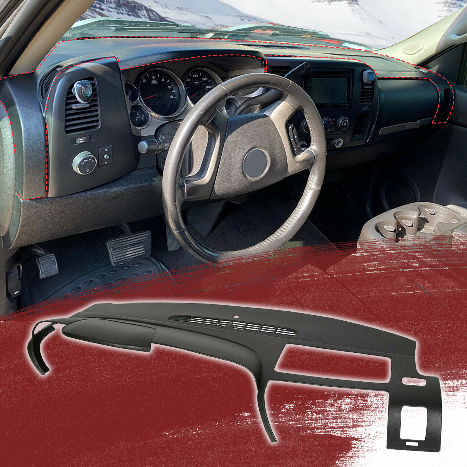 Complete Black Dash Board Cover Cap For 07-14 Silverado LS LT WT Sierra SL SLE