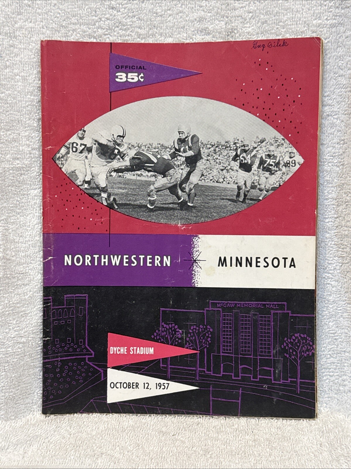 VINTAGE Minnesota Gophers vs. Northwestern Wildcats 10-12-1957 Football Program!