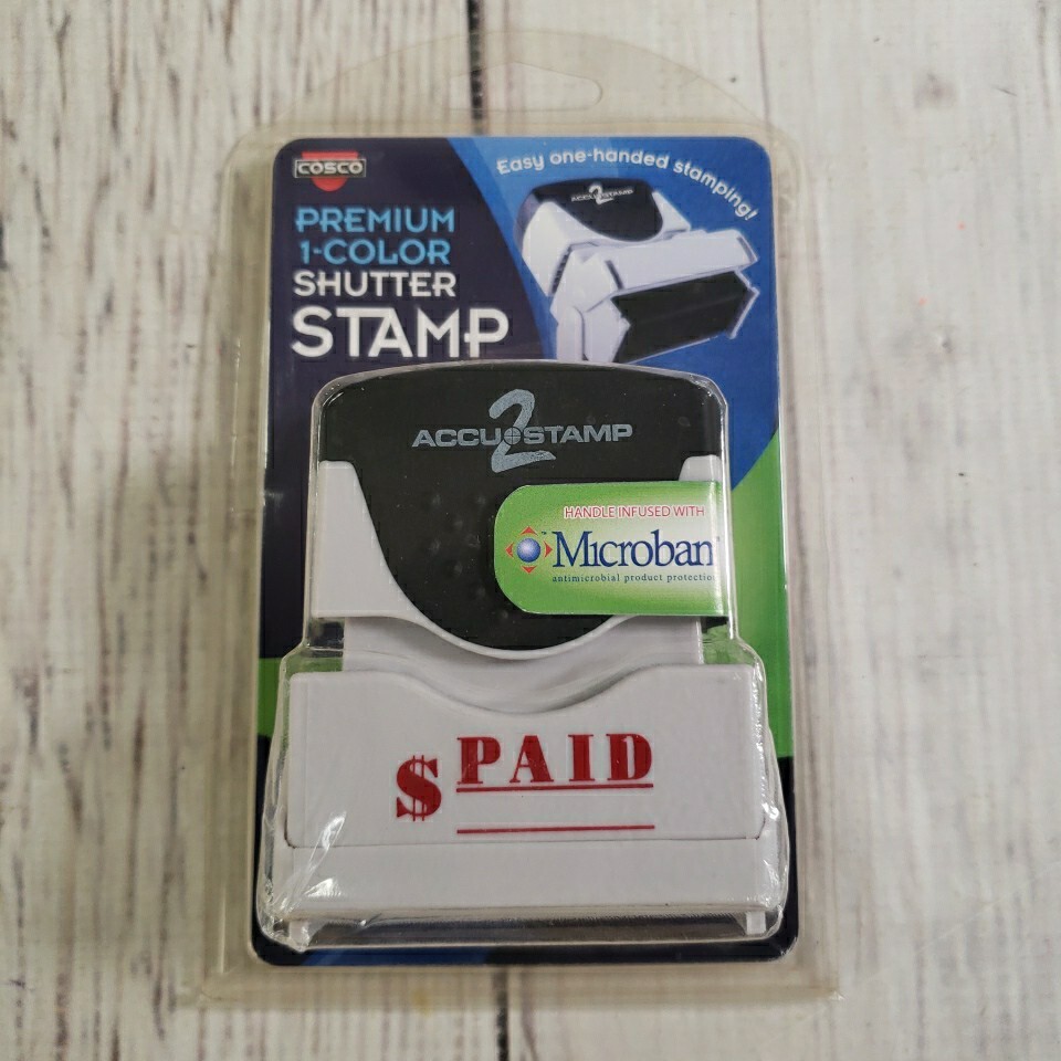 PAID Stamp COSCO Accustamp 2 Premium 1 Color Shutter Stamp Microban 035610