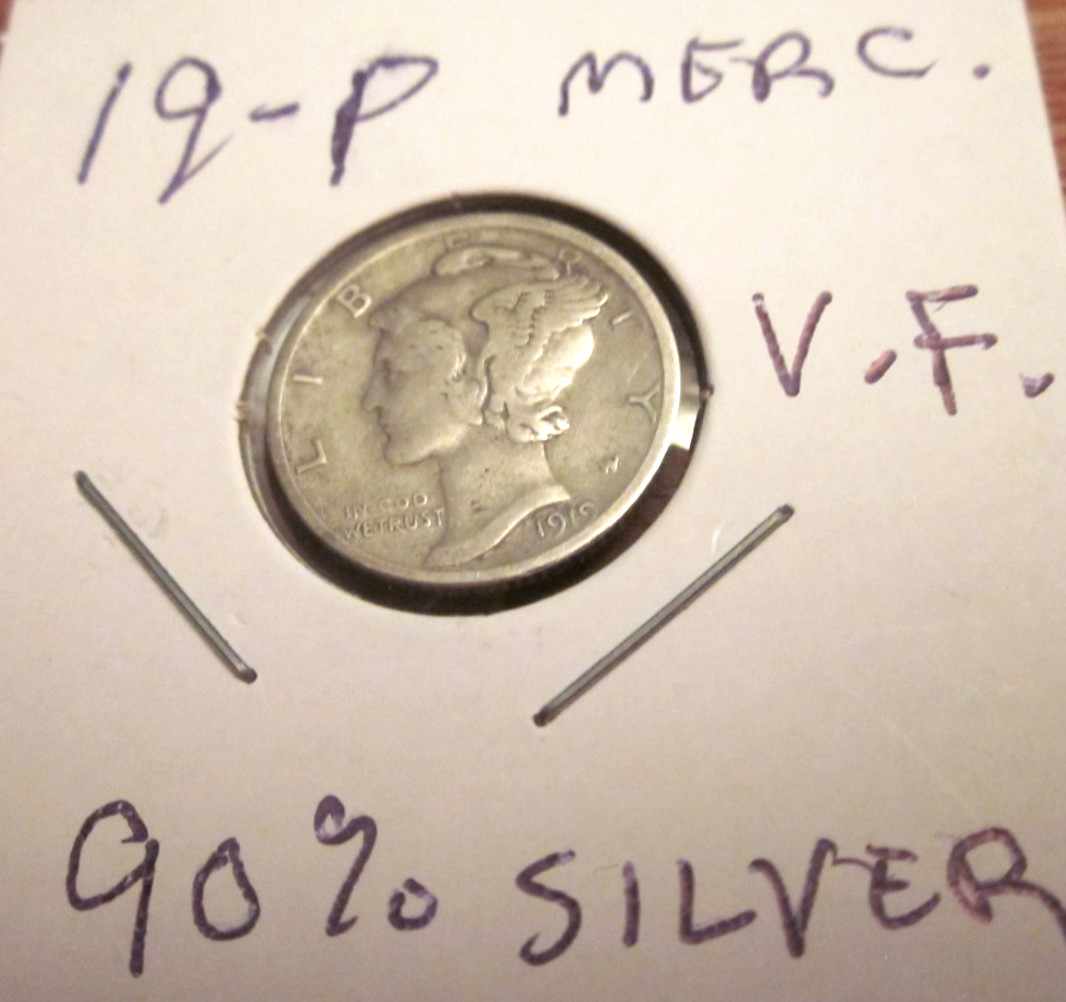 1919 P Mercury Dime - 90% Silver - Very Nice Coin