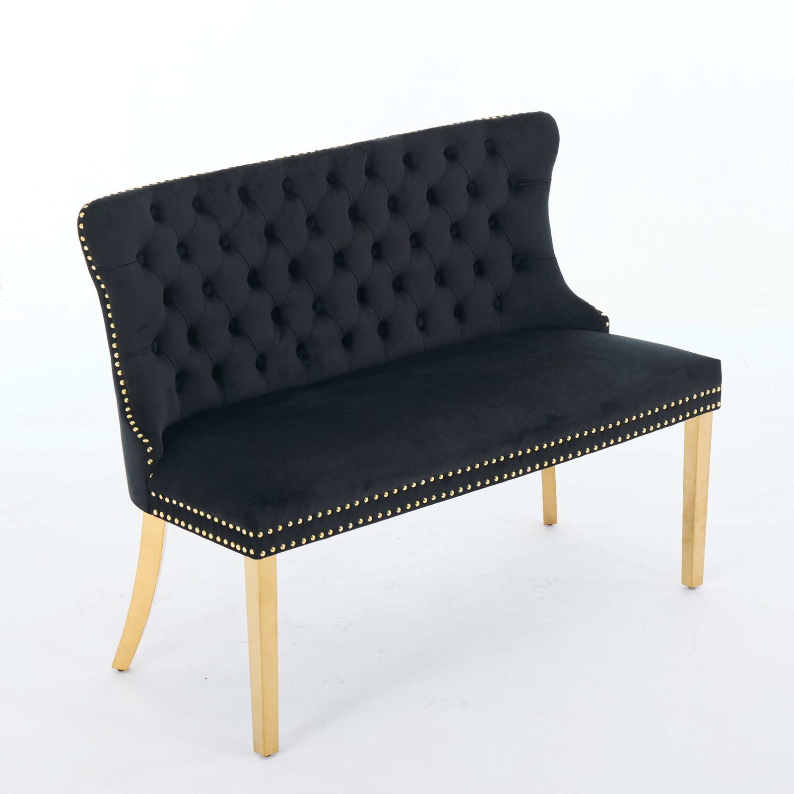 Velvet Double Dining Loveseat Bench, Kitchen & Dining Seating, 2-Seat Tufted B