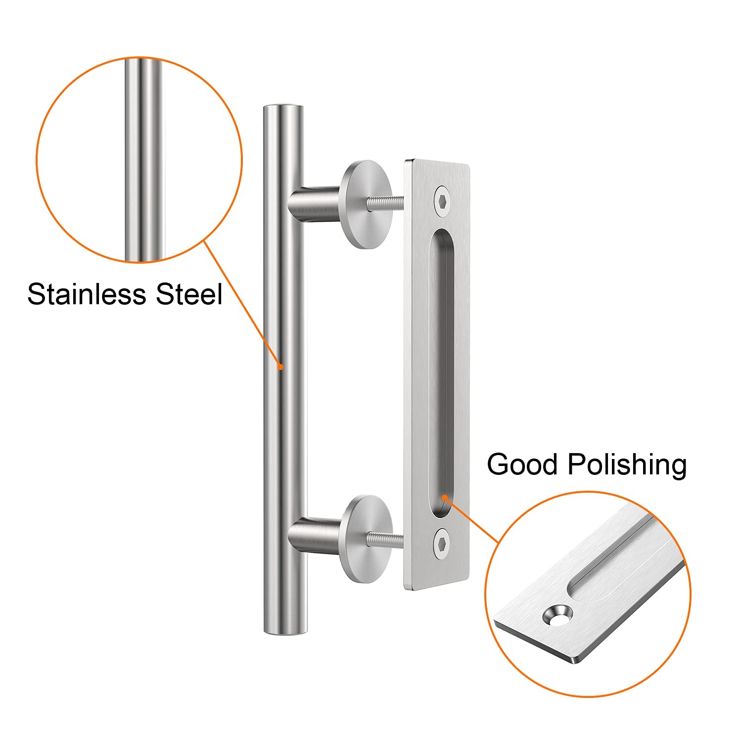 1 Pack12 Sliding Barn Door Handles Hardware with Flush Finger Pull Double-Sid...