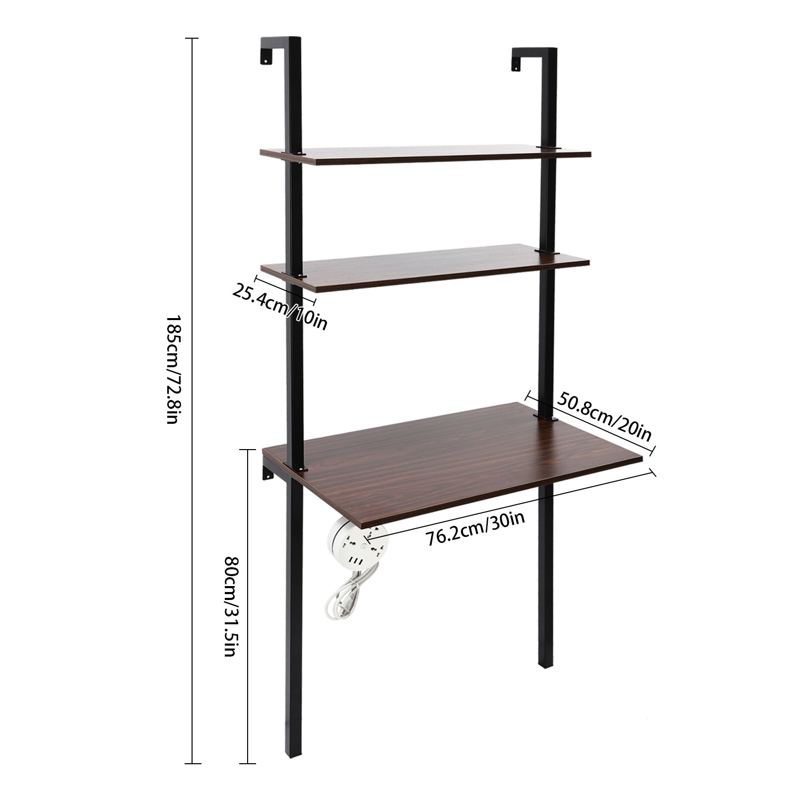 Wall Mount Writing Table Space-saving Desk With Storage Bookshelf Floating Shelf