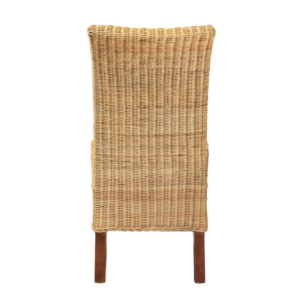 Baxton Studio Shamara Bohemian Natural Rattan and Mahogany Wood Dining Chair