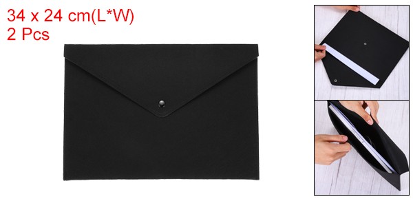 2 Pcs Felt File Folders, Folder File Document with Button Closure(Black)