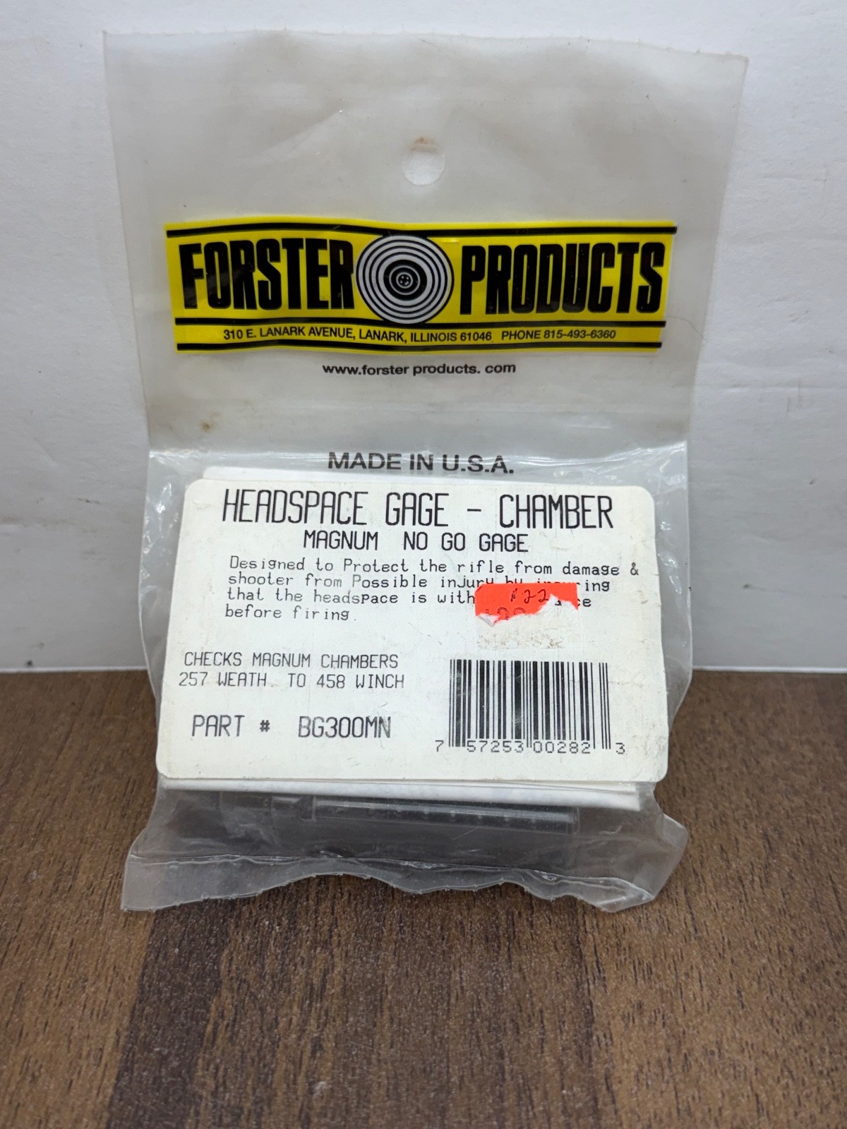 Forster Belted Magnum No Go Gauge Headspace Gauge BG300MN 257 Wby to 458 Win