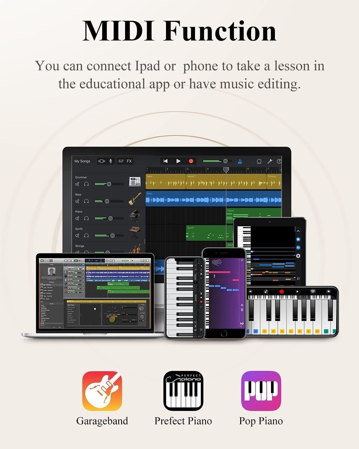 Foldable Electric Piano 88 Key Bluetooth Portable