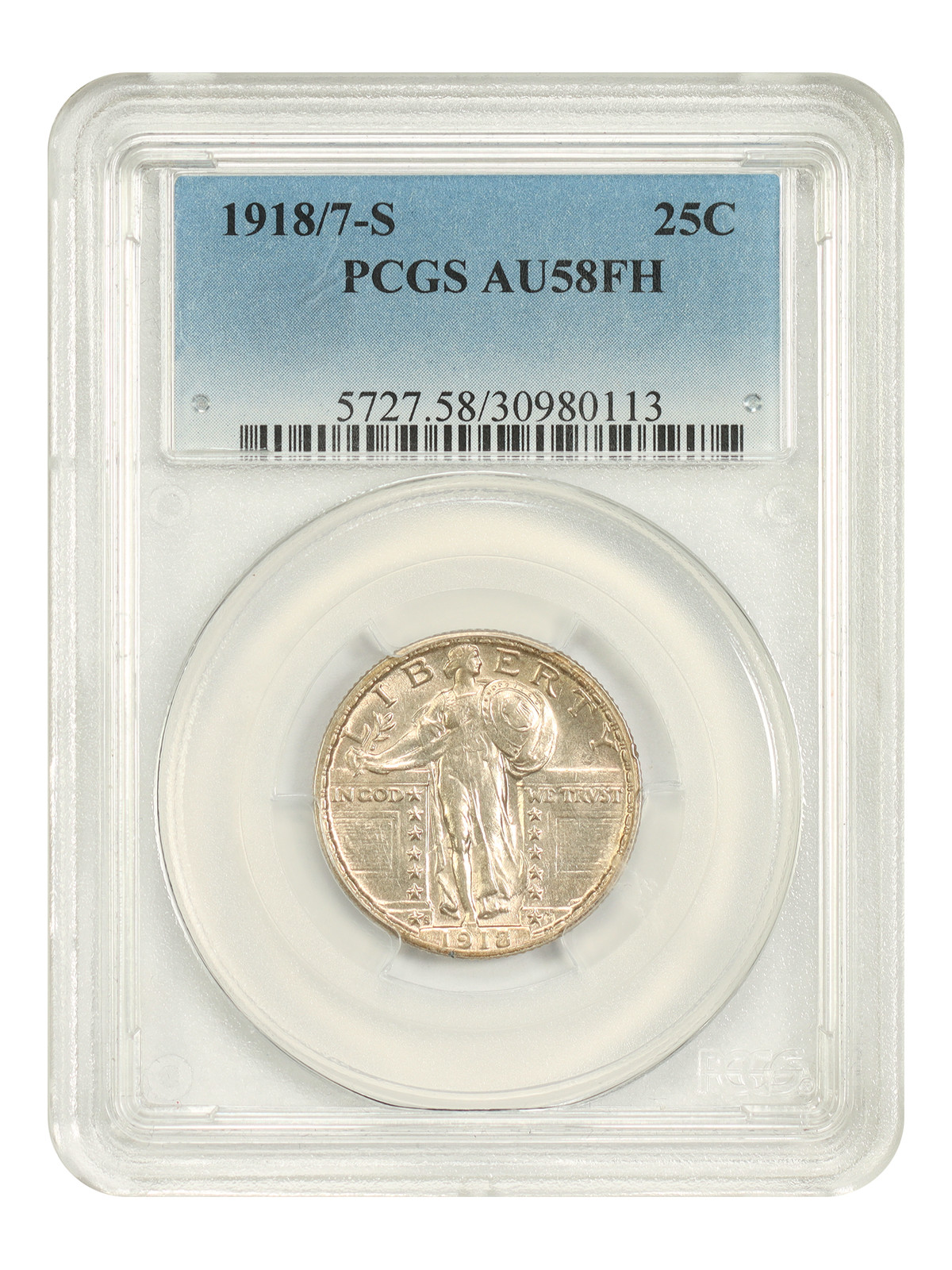 1918/7-S 25C PCGS AU58FH - Standing Liberty Quarter