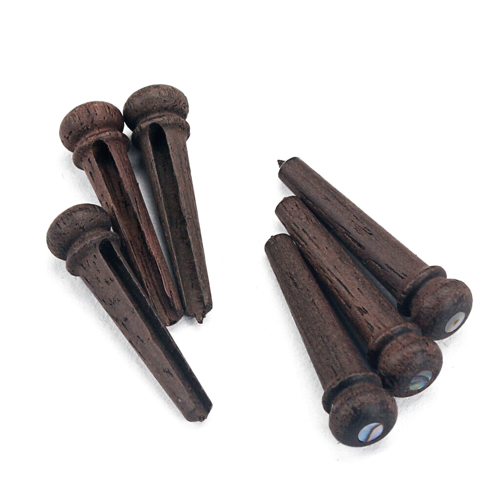 6 Pack Rosewood Guitar Bridge Nails String Pins with Green Pearl Shell Dot c