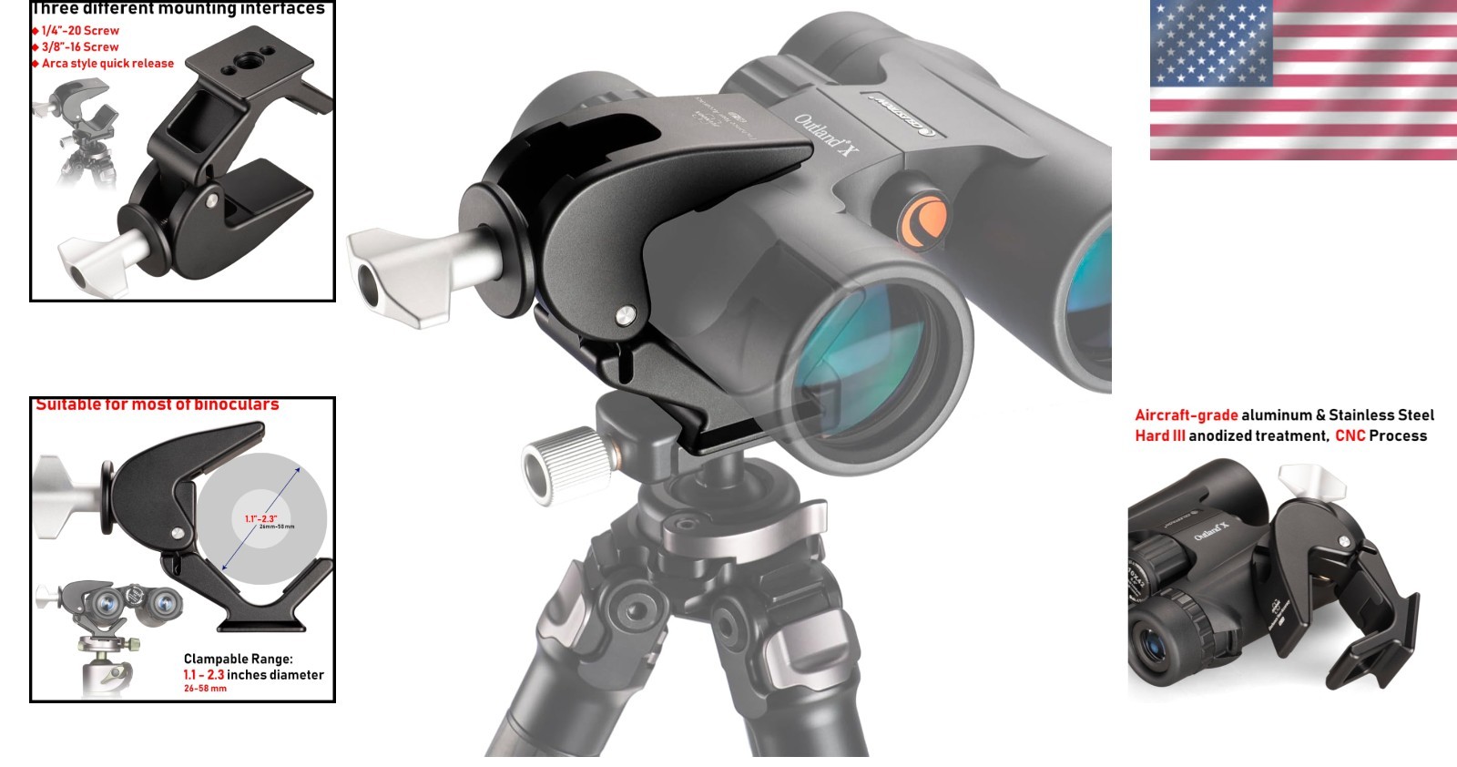 Quick-Release Binocular Tripod Clamp for Optimal Viewing