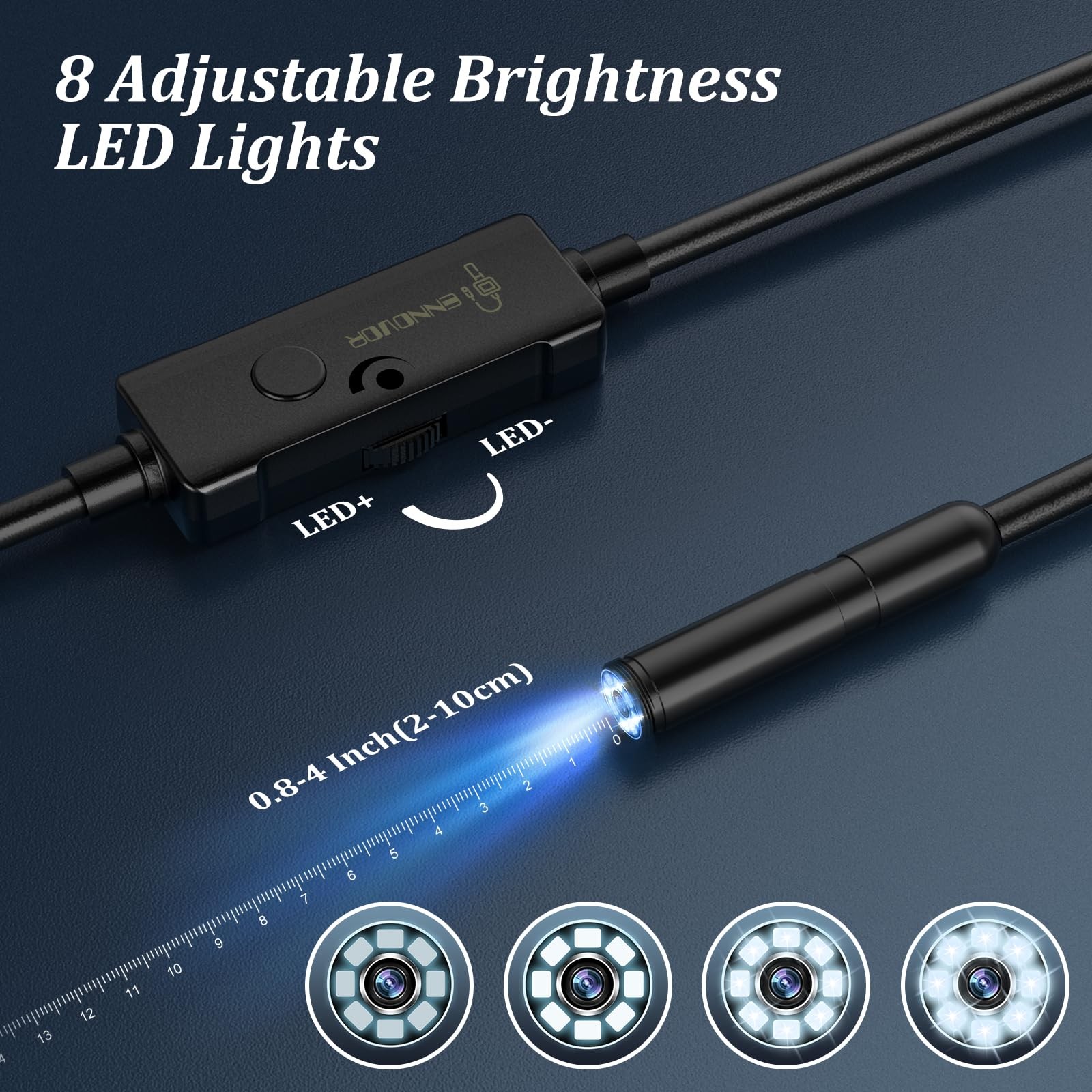 Endoscope Camera with Light, 1920P HD Borescope with 8 Adjustable LED Lights,...