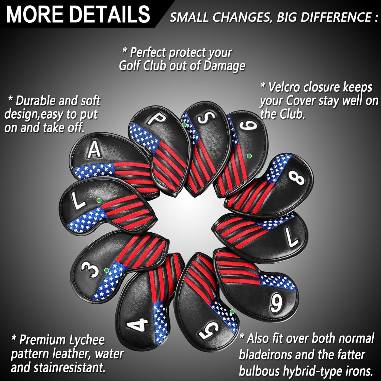 Golf Iron Covers Iron Head Covers Set 11pcs/Set Universal Fit Main Iron Clubs