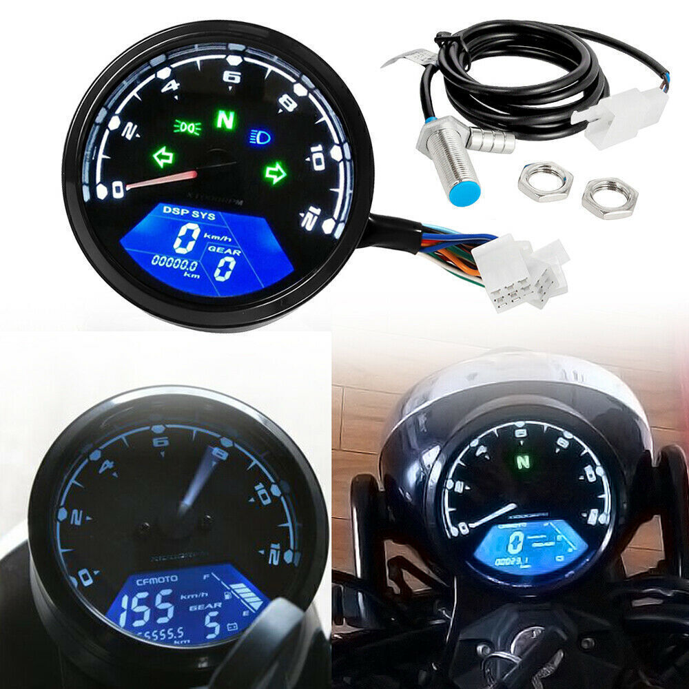 Digital Motorcycle Speedometer Tachometer Gauge Meter Universal Fit For Harley ,