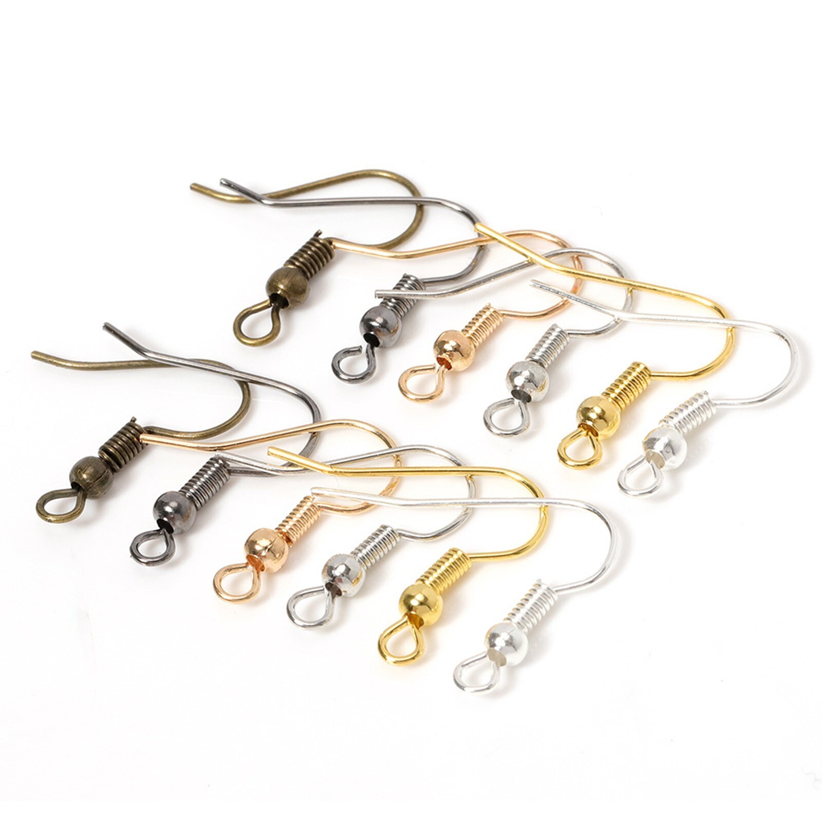 200 Earring Fish Hook Coil Earwire Ear Wire Jewelry Finidng DIY Wholesales Bulk