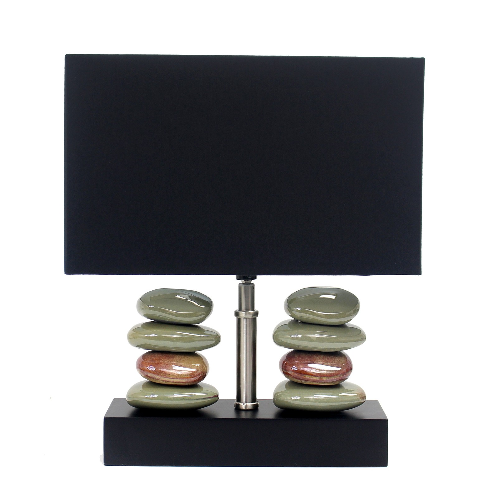 LT1036-BLK Rectangular Dual Stacked Stone Ceramic Table Lamp, Black