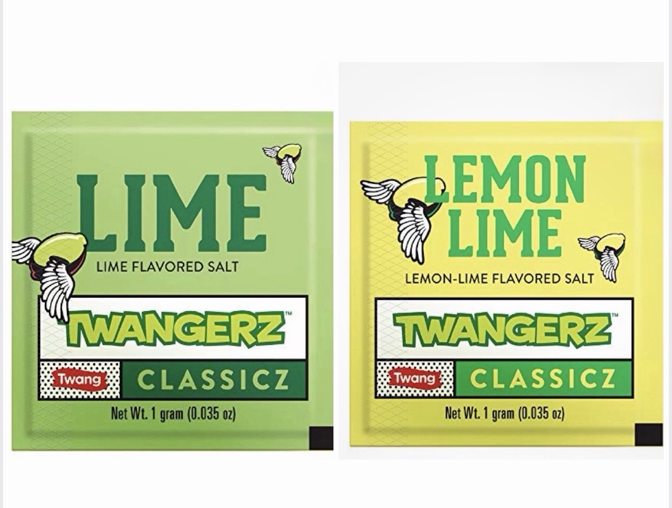 100 Packets Twang Twangerz Classicz Lemon Lime And Lime Salt Topping 0.03oz Mix
