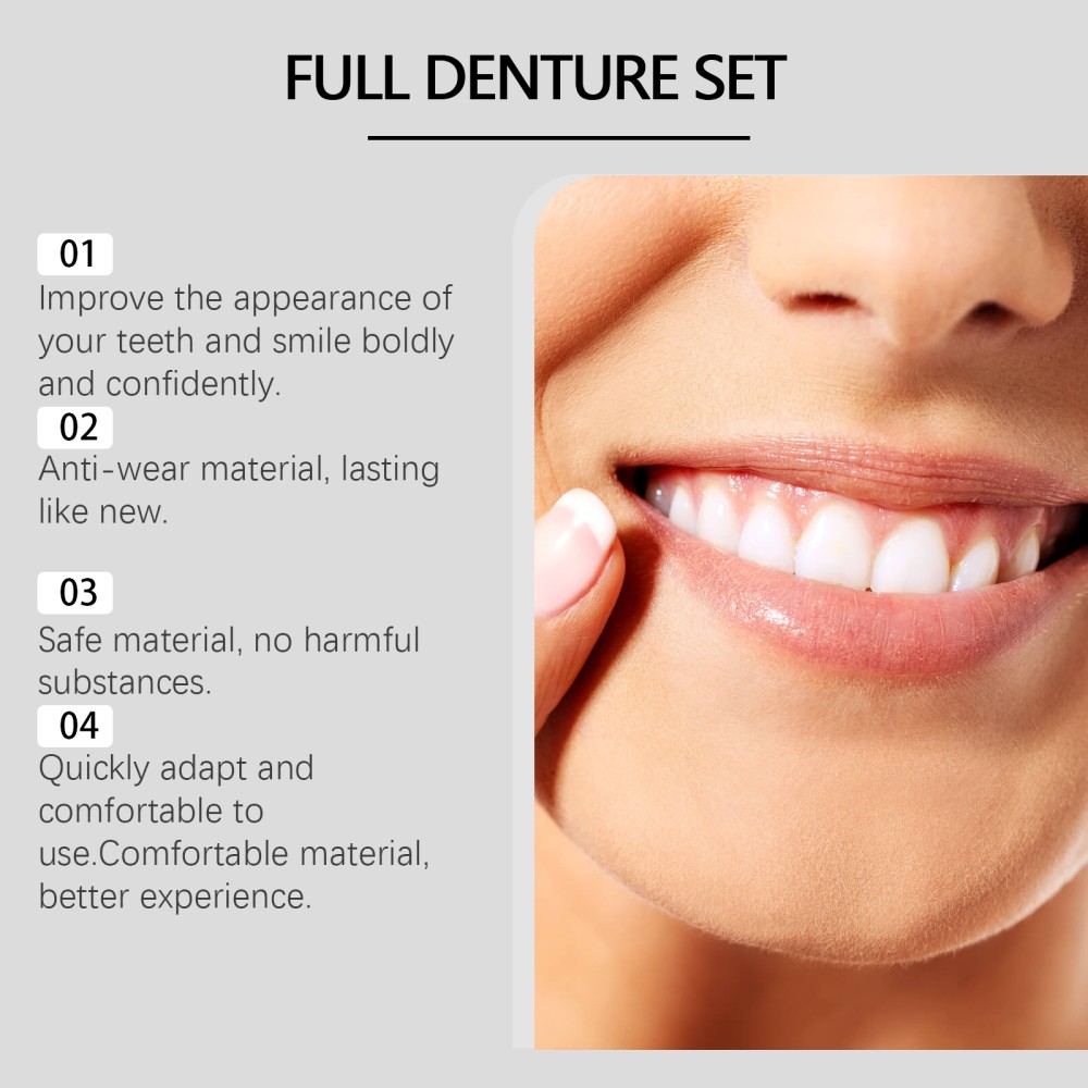 Moldable Resin False Teeth Veneers Upper & Lower Temporary Dentures w/Glue kit