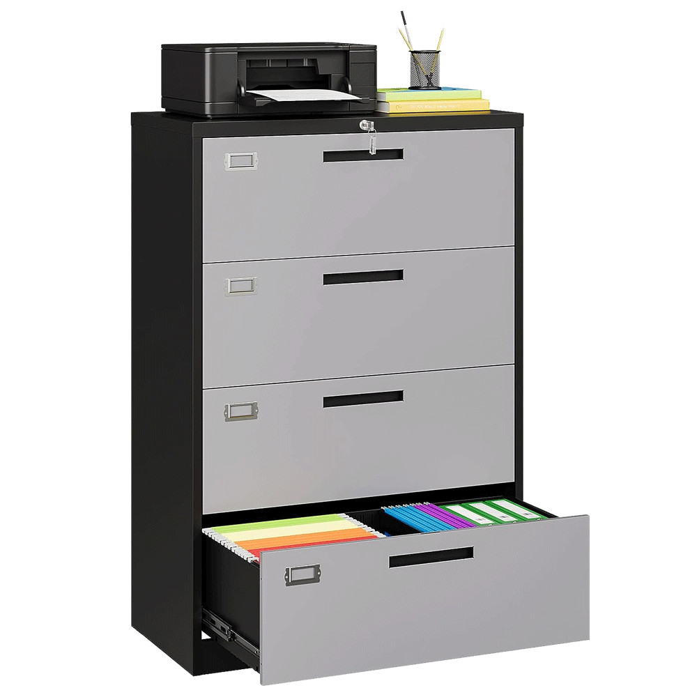 Metal 4 Drawers File Cabinet Lateral Storage Cabinet with Lockable Home Office