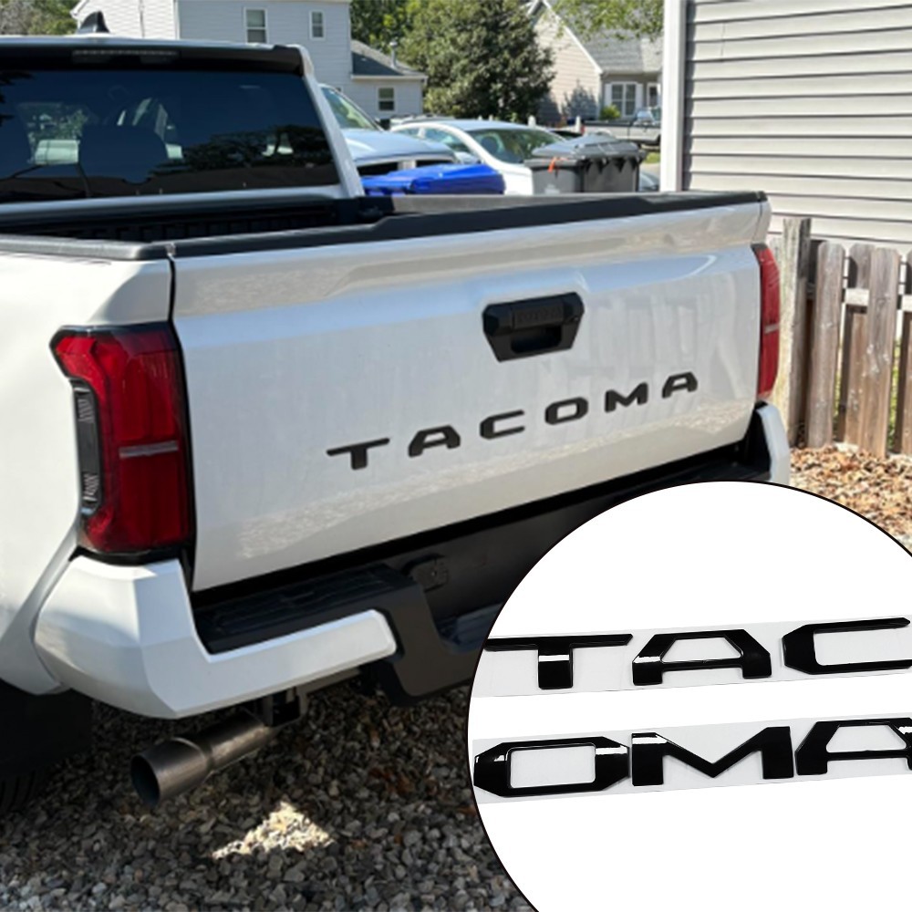 Raised Tailgate Insert Letters For 2016-2023 Tacoma 3D Badge Emblems Gloss Black
