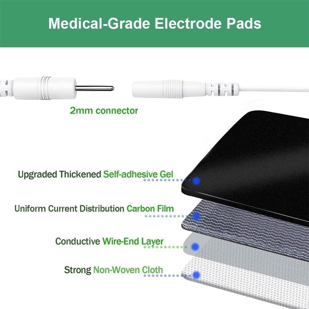 Reusable 2x4" TENS Unit Electrode Pads - 24 Large Self-Stick Rectangular Electro