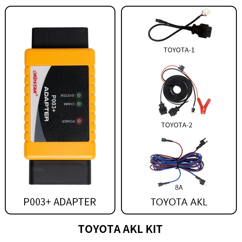 OBDSTAR P003+ AKL KIT Adapter with TOYOTA 8A Cable + For Ford All Key Lost Cable