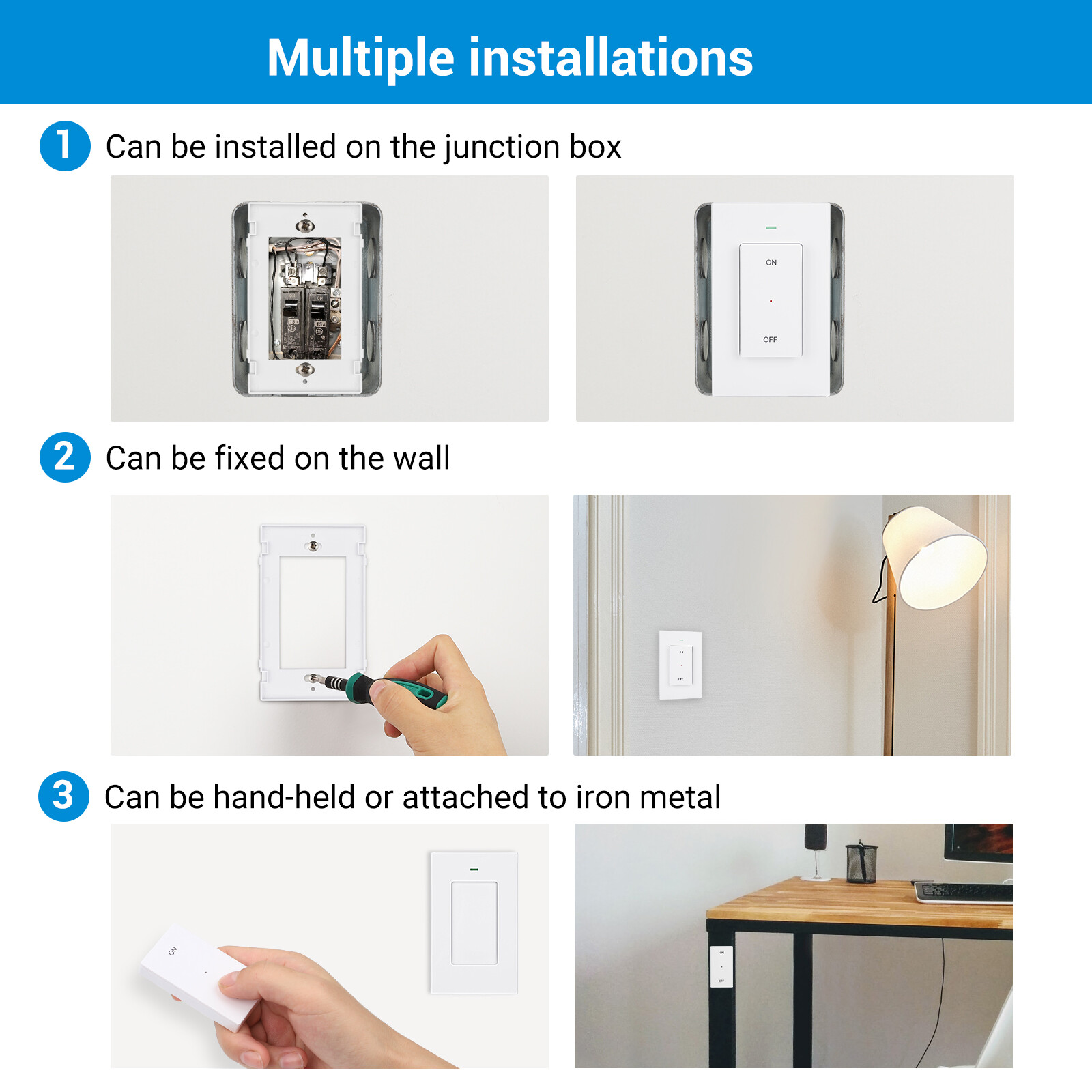 DEWENWILS Remote Control Light Socket, Wall Mounted Wireless Light Switch 100FT