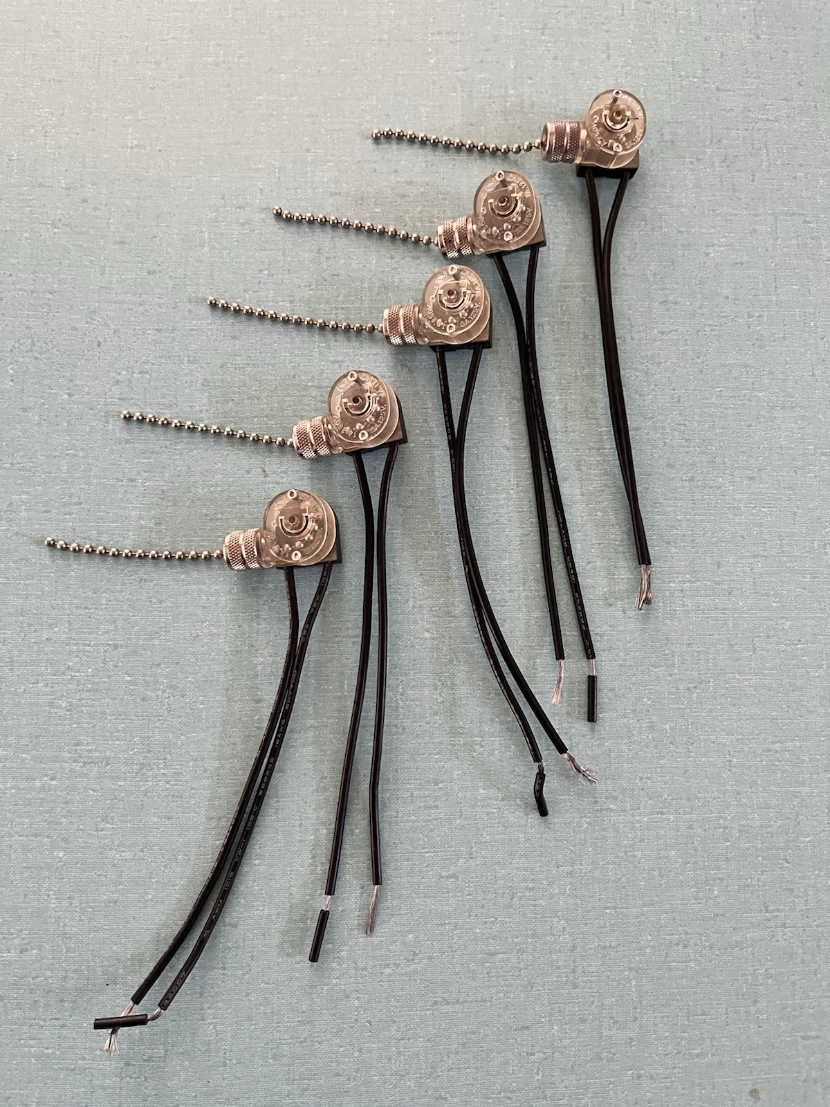 5 Pack Chain Pull Switches Triboro NOS Lamp Fan Switch 1A 250V-3A Nickel