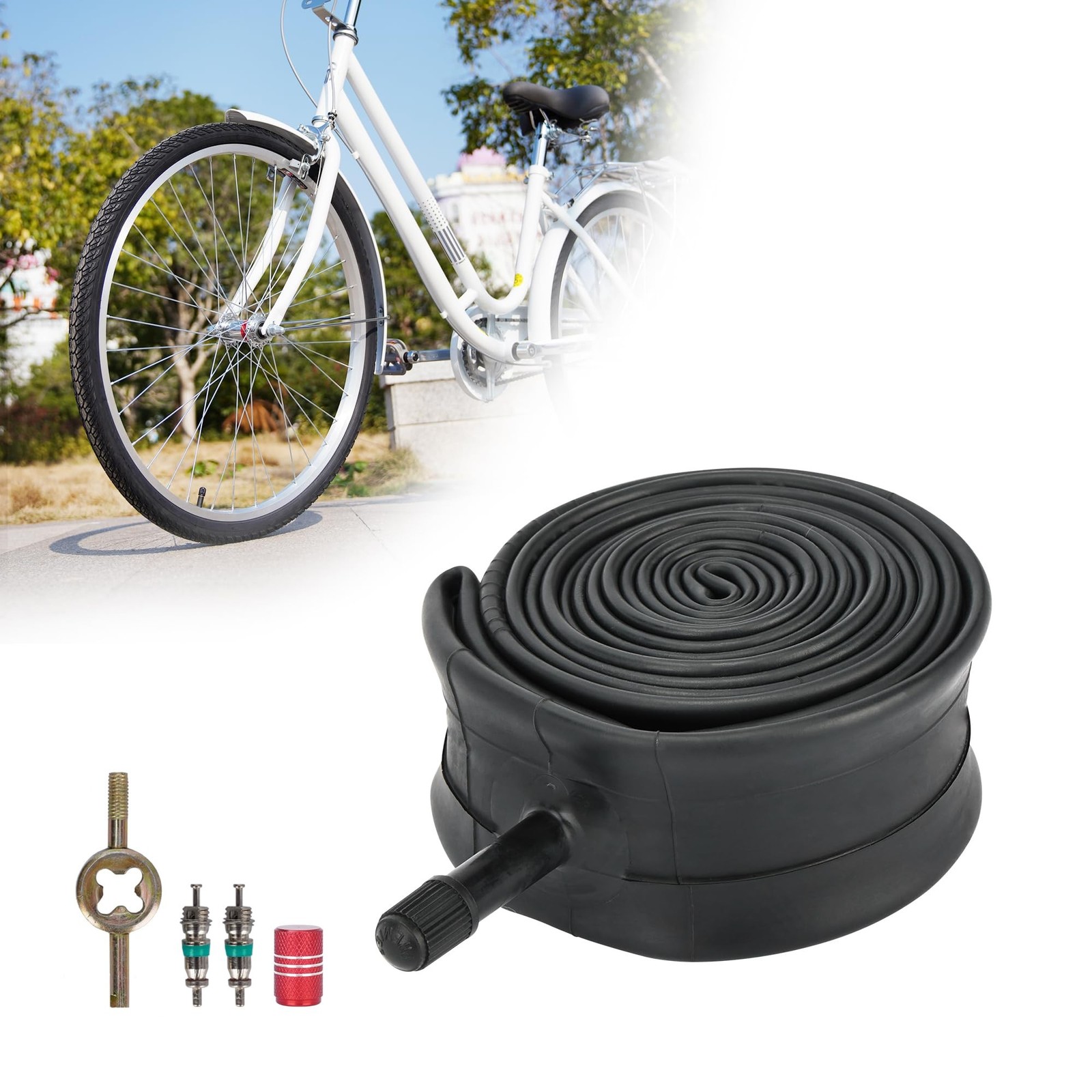 RUTU 26 Inch Bike Tube Fit for 26x1.0/1.50/1.75/2.50/3.0/3.5/4.0 Bike Tube wi...