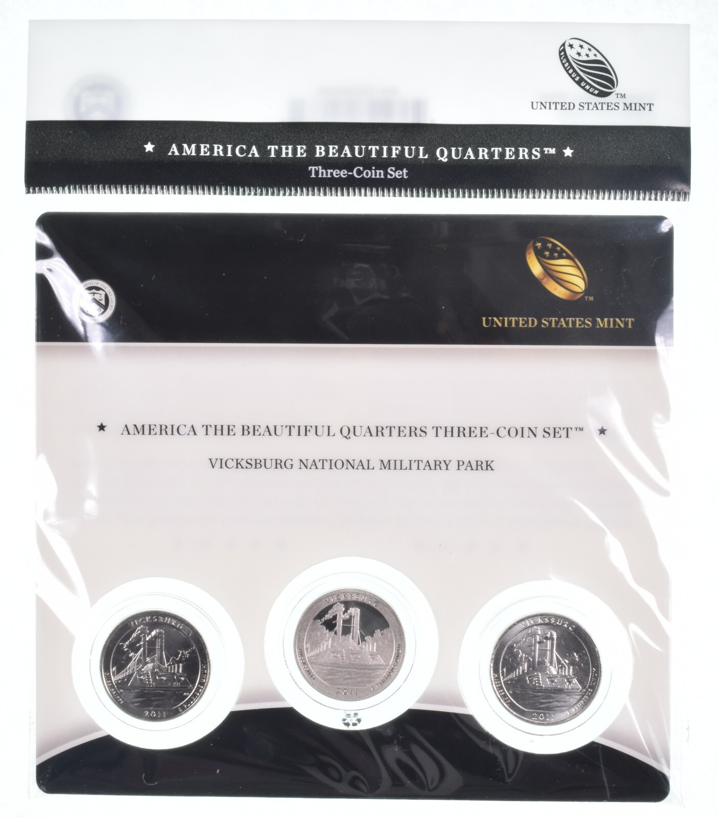 2011 Vicksburg National Park PDS Proof ATB 3 Quarter Coin Set Unc BU