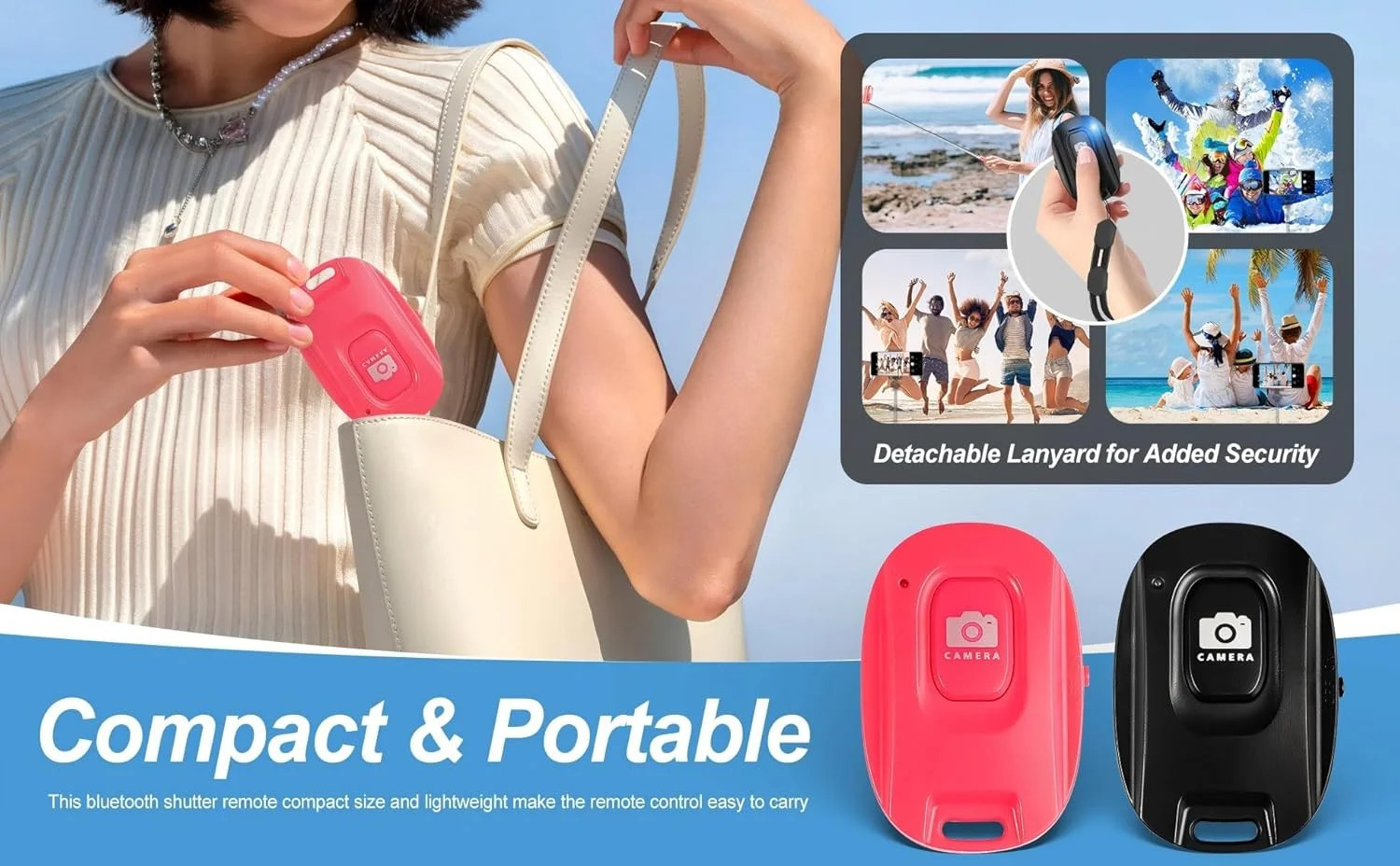 New Bluetooth Camera Remote Shutter for iPhone and Android Smartphones,Rechargea