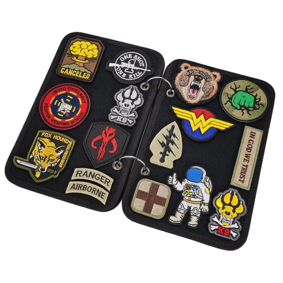 Patch Display Book Binder 11" x 7.3" Black Tactical Patch Organizer Album