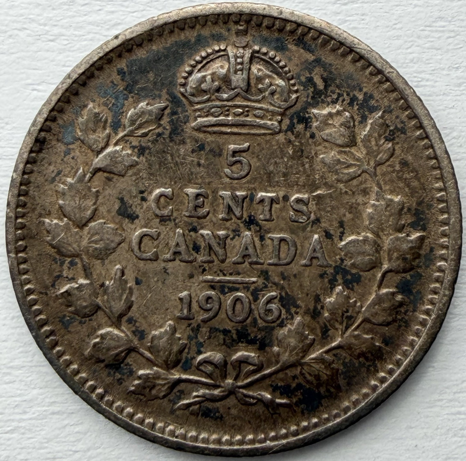 1906 Canadian Sterling Silver 5 Cent Coin Nice VG Details King Edward