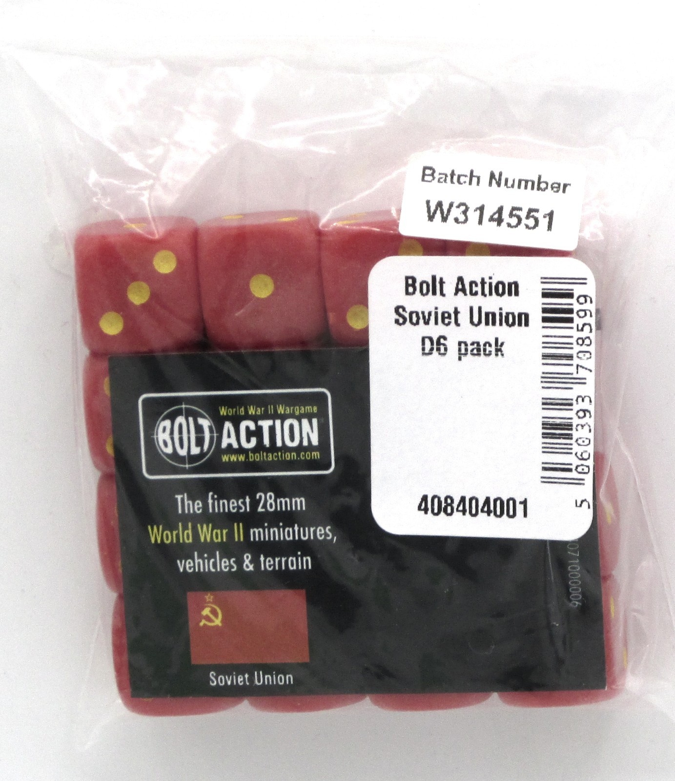 Bolt Action 408404001 Soviet Union D6 Pack (16 Dice) Red & Yellow WWII Russia